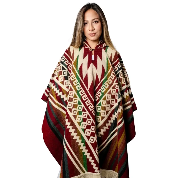 Andean Alpaca Poncho Unisex Handmade Ethnic Wool Wholesale Chakana for women