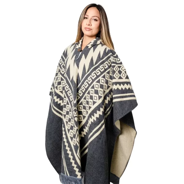 Andean Alpaca Poncho Unisex Handmade Ethnic Wool Wholesale gray for women