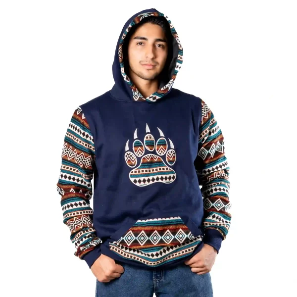 Boho Andean Tribal Hoodie with Bear Paw Print Wholesale