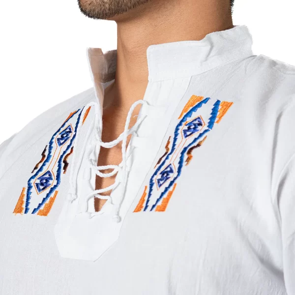 Men’s Traditional Embroidered Shirt Lightweight Cotton Handmade