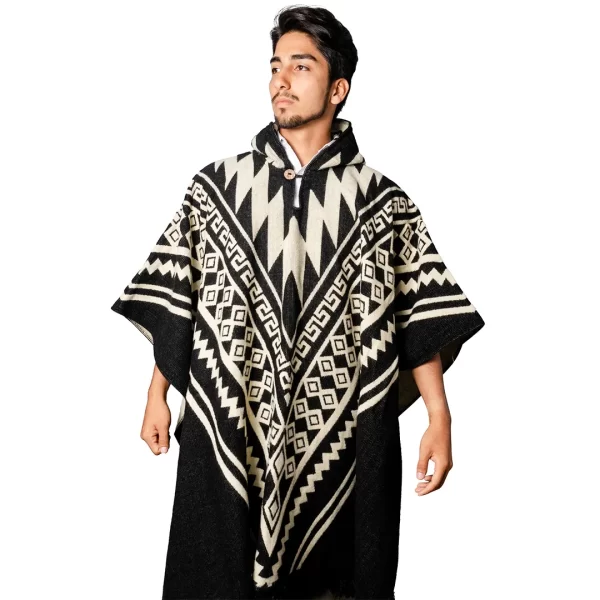 Poncho Alpaca Andean Handmade Ethnic Wool Wholesale black for women