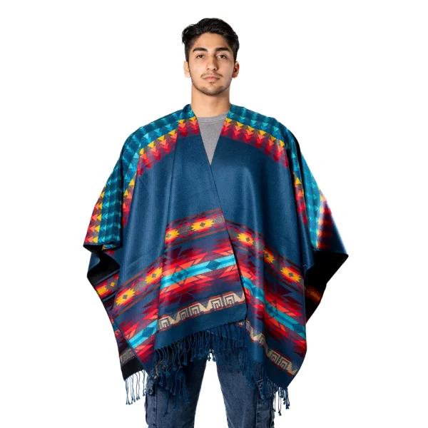 Boho Festival Wool Poncho Handmade in Ecuador