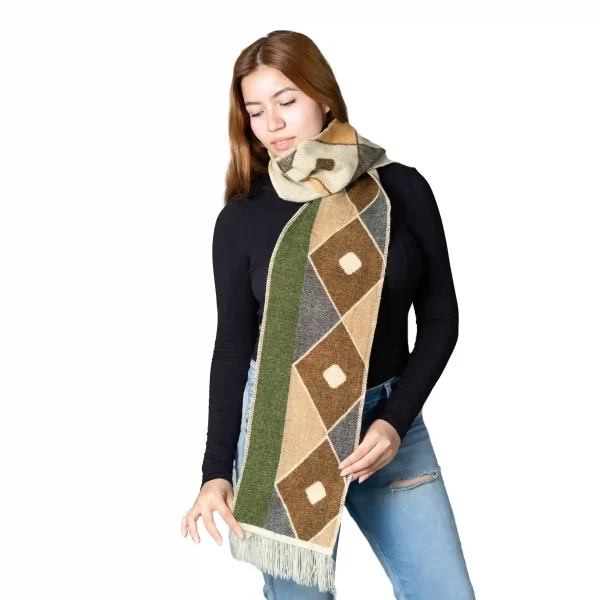 Ecuador Alpaca Scarf Wholesale – Geometric Andean Chakana Design