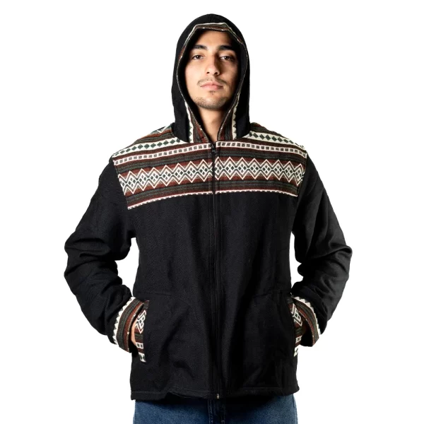 Ecuador Handmade Alpaca Zipper Hoodie Warm Wholesale Sweater