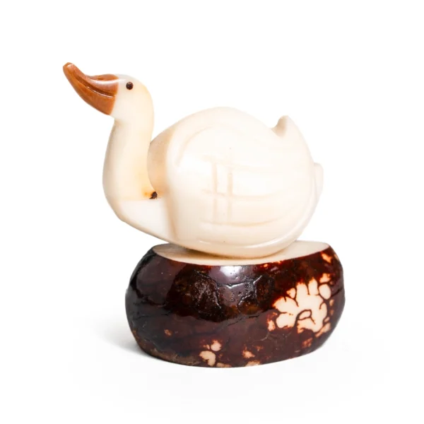 Handmade Tagua Duck Sculpture Vegetable Ivory Rainforest Art