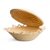 Handmade Toquilla Straw Bread Basket with Lid Farmhouse Kitchen Decor