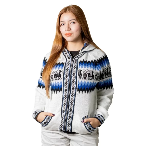 Luxury Alpaca Wool Zip Hoodie for Cold Weather – Handcrafted Women’s Sweater from the Andes of Ecuador