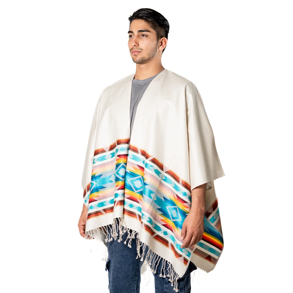 Traditional Andean Wool Poncho for Men and Women