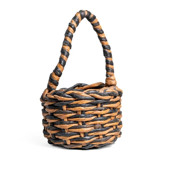 Two Tone Wicker Flower Basket Handmade Rustic Plant Holder