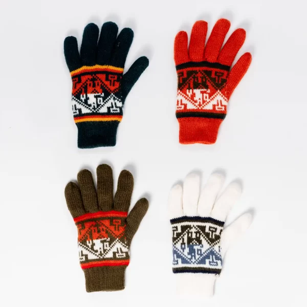 Wholesale Alpaca Gloves with Andean Design Handwoven in Ecuador