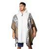 Unisex Native Alpaca Poncho, Andean Ethnic, Modern, Handmade, Wholesale Beige with Brown for Men