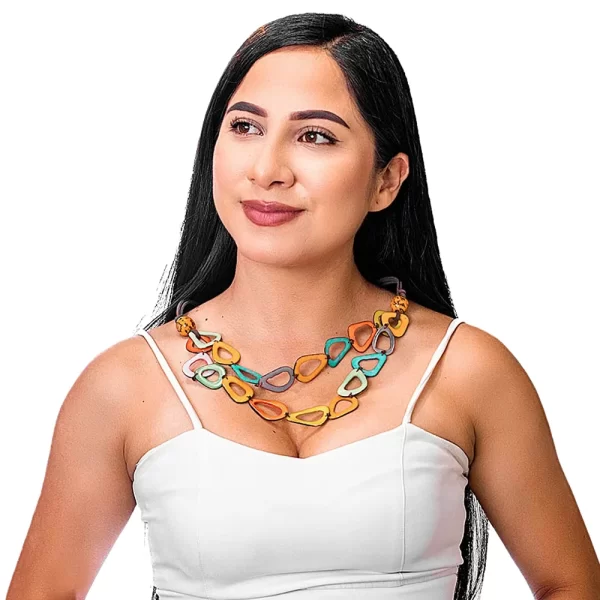 Bulk Colorful Tagua Slice Necklace Wholesale
