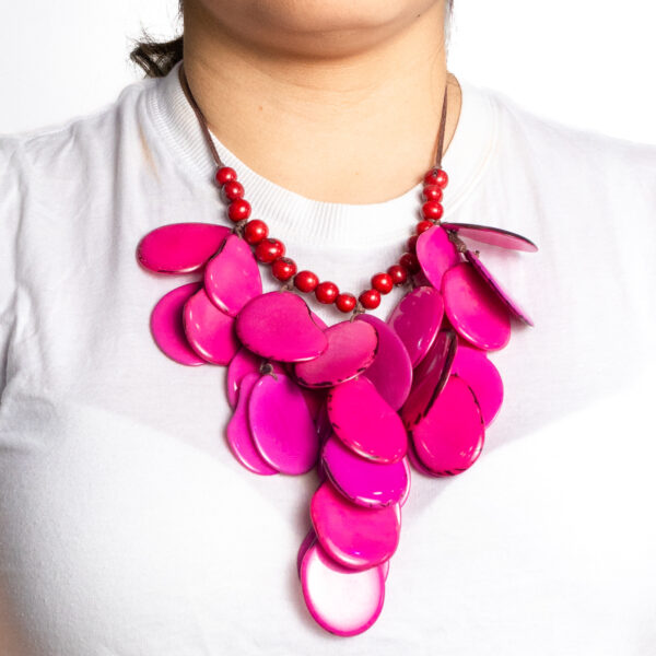 Layered Tagua Petal Necklace Bold Handmade Eco Jewelry Wholesale