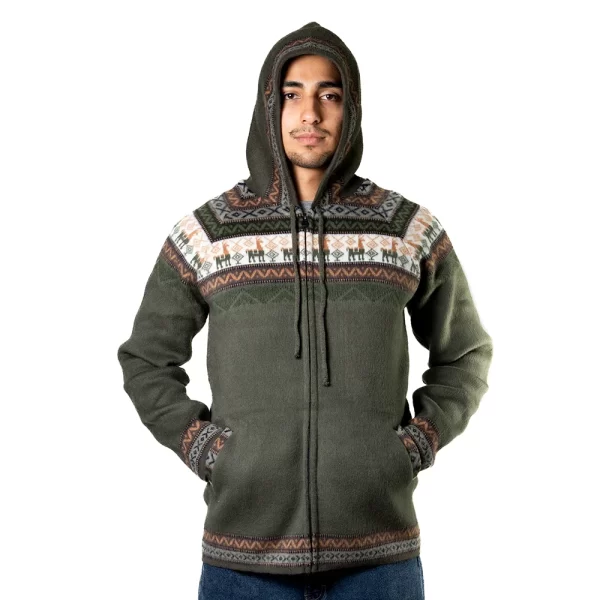 Andean Alpaca Hoodie with Zipper Soft Warm