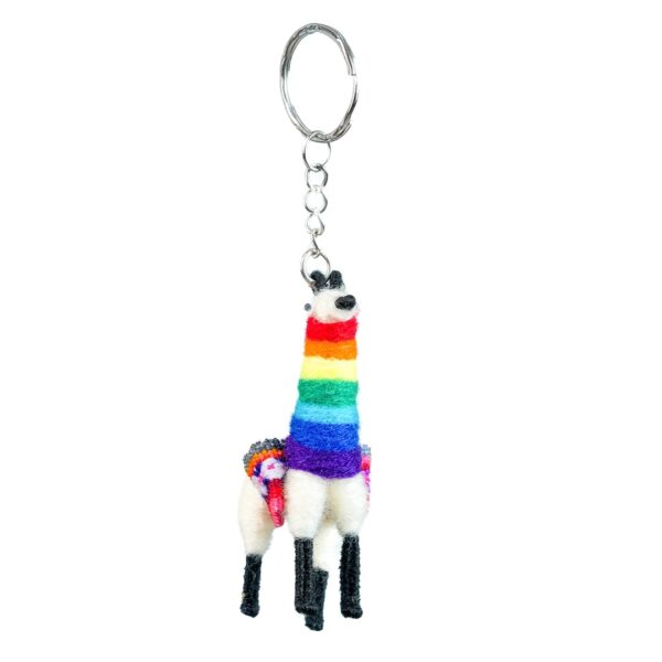 Colorful Llama Keychain Andean Handmade Craft