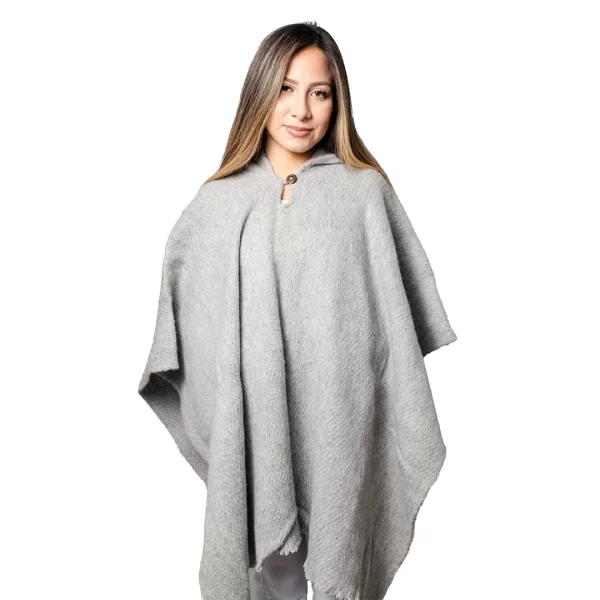 Original Unisex Woven Alpaca grey Poncho Wholesale Ecuador for women