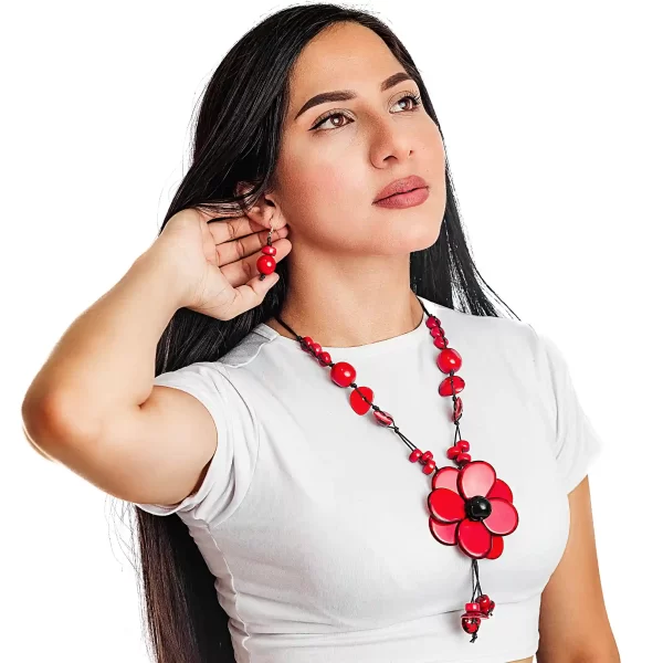 floral organic ivory fiber necklace wholesale