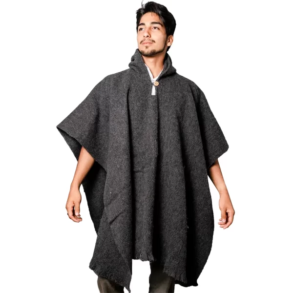 wholesale black alpaca hand-woven poncho for men