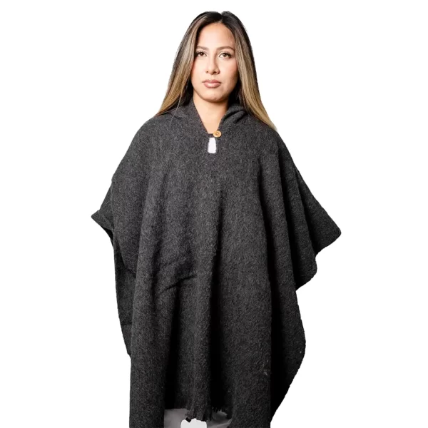 wholesale black alpaca hand-woven poncho for women