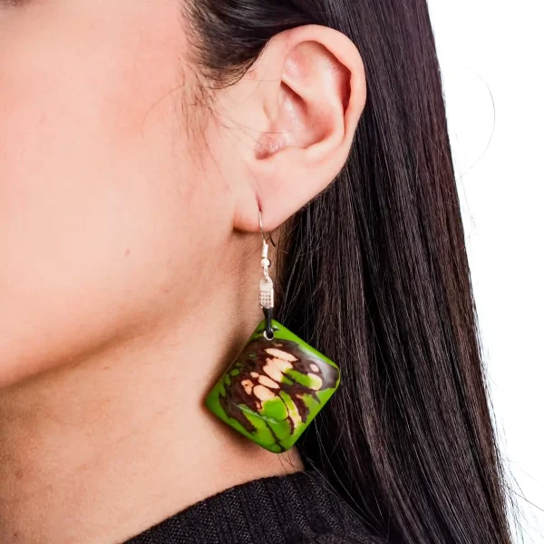 Artisan Tagua Square Earrings Wholesale