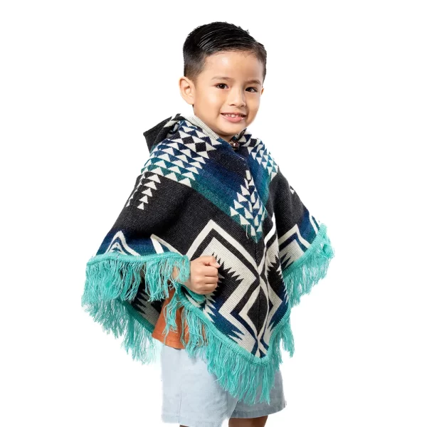 Children’s Boho Poncho Lightweight Alpaca Wool Blend