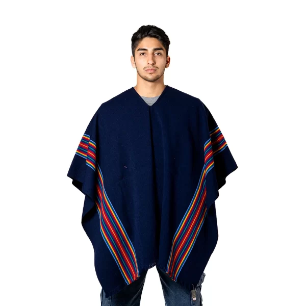 Unisex Alpaca Wool Poncho Tribal Andean Pattern