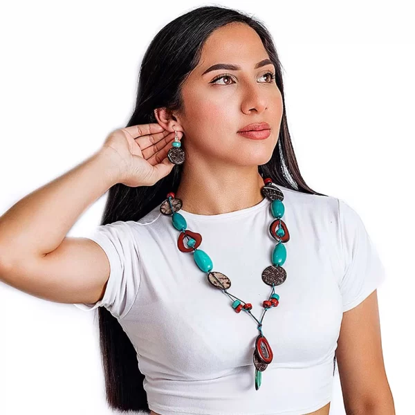 Long Tagua Coconut Necklace Handmade Eco Jewelry in Bulk