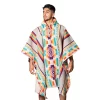 Ultra Thick Aztec Alpaca Poncho Hooded Handmade Wholesale Multicolor