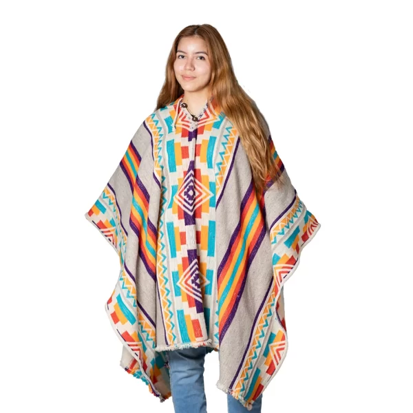 Ultra Thick Aztec Alpaca Poncho Hooded Handmade Wholesale Multicolor for women