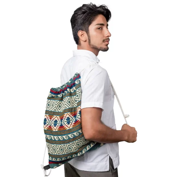 Drawstring Bag Native Andean Handwoven Backpack Wholesale for men