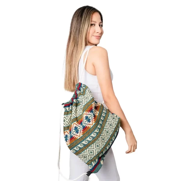 Drawstring Bag Native Andean Handwoven Backpack Wholesale for women