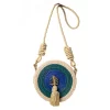 Wholesale Round Toquilla Straw Bag Handmade Woven Purse Rope Strap