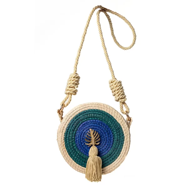 Wholesale Round Toquilla Straw Bag Handmade Woven Purse Rope Strap