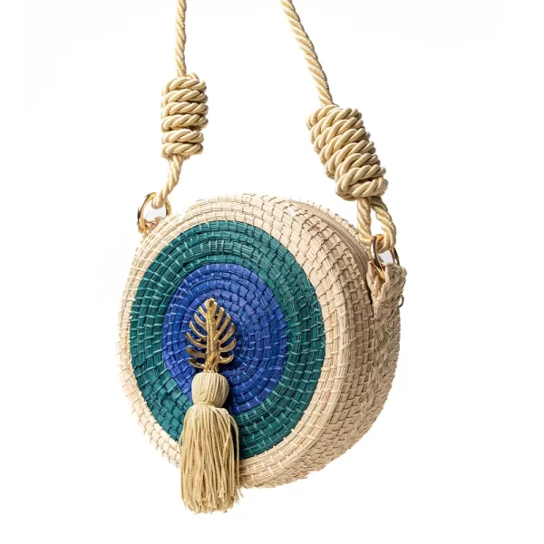 Wholesale Round Toquilla Straw Bag Handmade Woven Purse Rope Strap