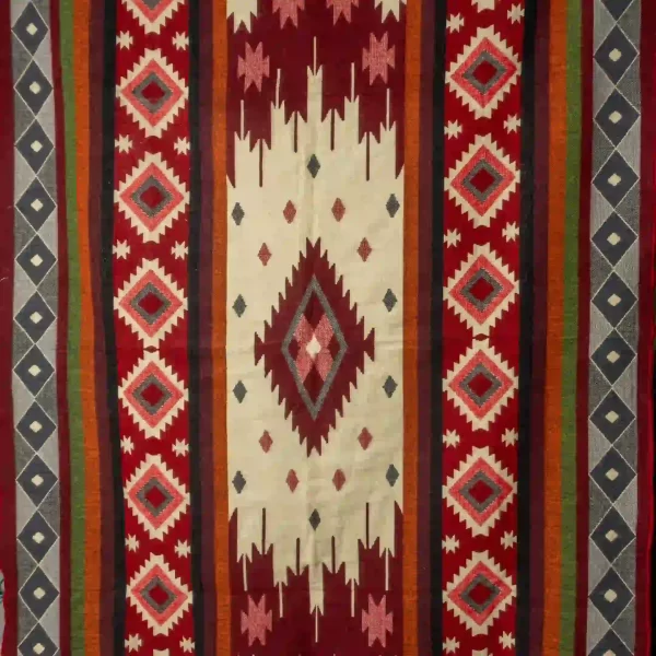 Wholesale Blankets Red Alpaca Geometry 75x90 Inches Ecuador Handmade