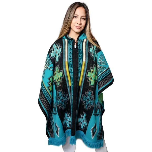 Original Unisex Chakana Llama Alpaca Poncho Wholesale Ecuador for women