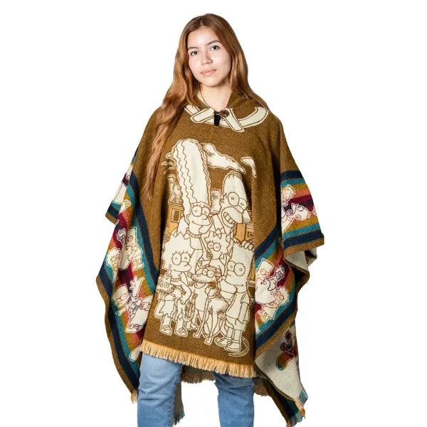 Alpaca Poncho The Simpsons Family Retro Unisex Hooded Wholesale Handmade Ecuador for women