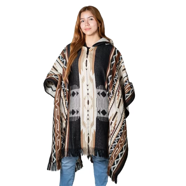 Andean Poncho Alpaca Hood Ethnic Artisan Handmade Ecuador for women