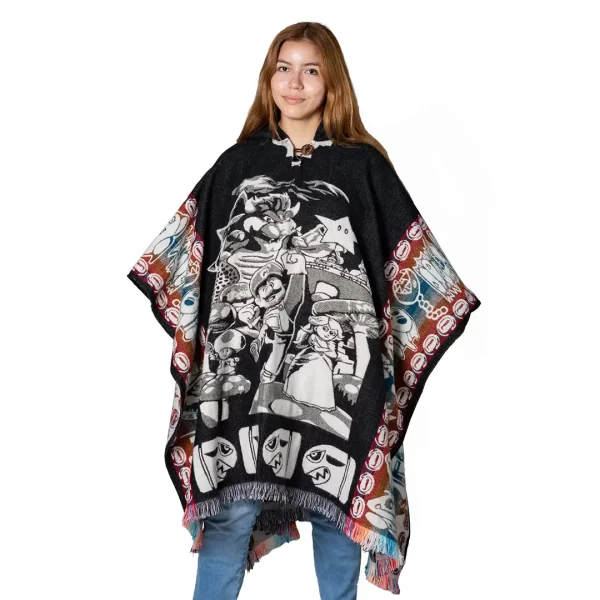 Poncho Alpaca Mario Bros Nintendo Retro Pixel Unisex Handmade Wholesale for women