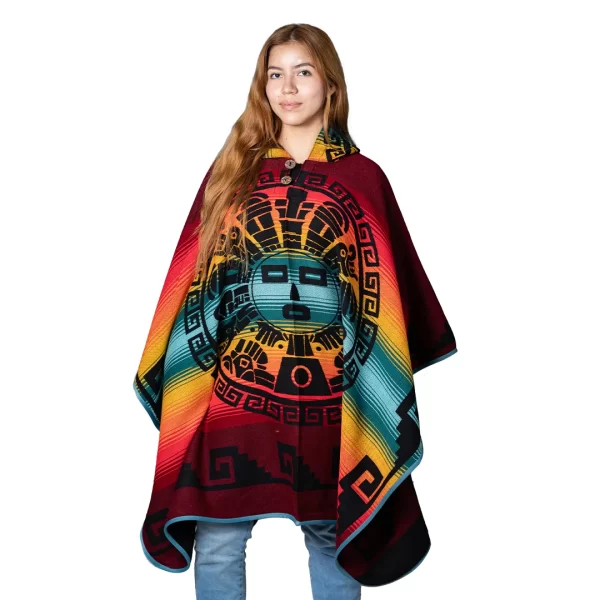 Unisex Alpaca Poncho Inca Aztec Sun Handmade Ecuador Wholesale for women