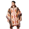 Unisex Handwoven Tribal Geometric Earth Alpaca Poncho Wholesale for men