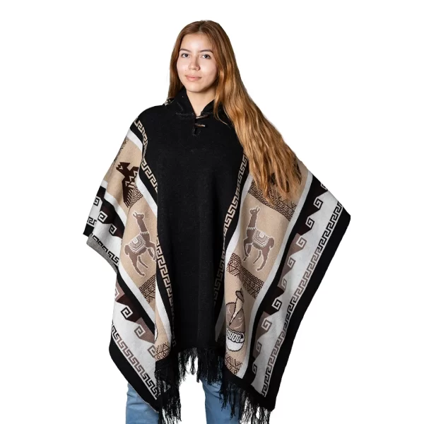 Wholesale Handmade Archaic Greek Tribal Eagle Alpaca Poncho for women