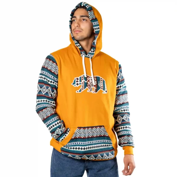 Boho Andean Bear Hoodie with Hood and Pocke
