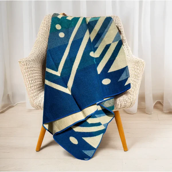 Striped alpaca blanket, lightweight, cozy, hand-knitted, artisanal, thermal