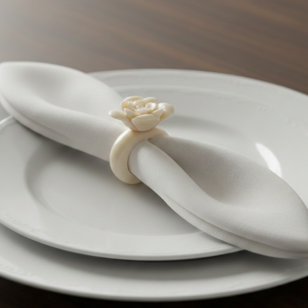 Tagua Rose Napkin Rings Handmade Eco Table Decor Wholesale