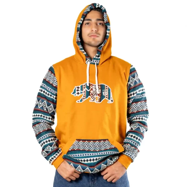 Tribal Bear Hoodie Andean Geometric Patterns