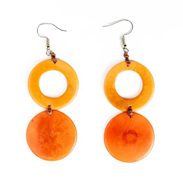 Wholesale Tagua Earrings Double Circle Handmade Eco Jewelry