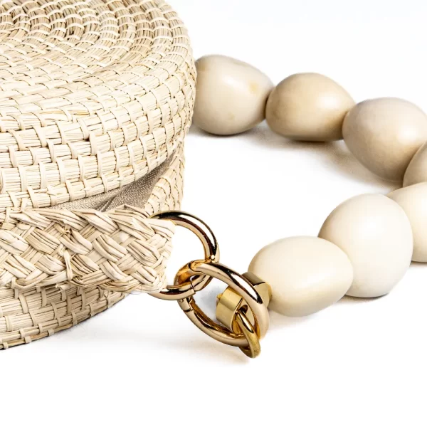 Wholesale Toquilla Straw Round Bag with Tagua Handle Exclusive Handmade Purse