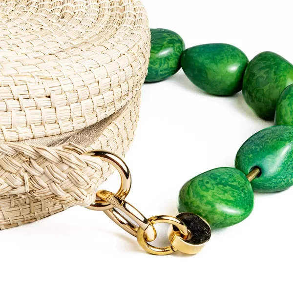 Wholesale Toquilla Straw Round Bag with Tagua Handle Exclusive Handmade Purse