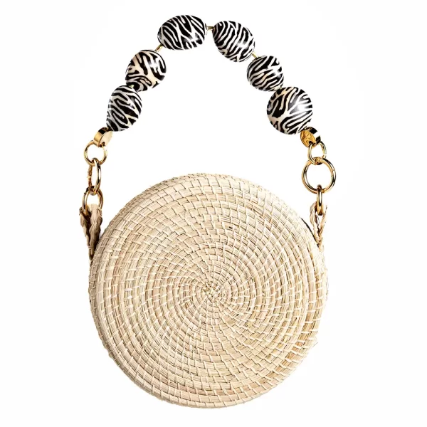 Wholesale Toquilla Straw Round Bag with Tagua Handle Exclusive Handmade Purse